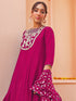 Pink Chanderi Silk Yoke Embroidered Anarkali Kurta Set
